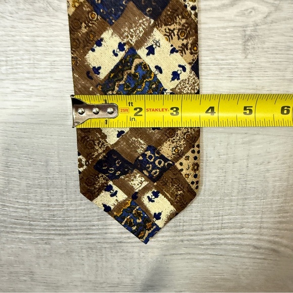 Lorenzo 1964 Silk Brown and Blue Patterned Tie - Made in Italy - Picture 6 of 11